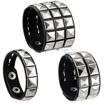 Punk Leather Bracelet with Metal Rivets for Men and Women - Smarsty
