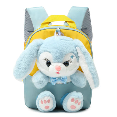 Plush 3D Rabbit Backpack For Kids Cute Bow Tie Design - Smarsty