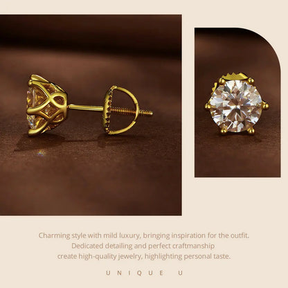 Moissanite Stud Earrings Sterling Silver Brilliant Cut - Smarsty