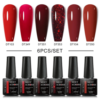 Glitter Red Silver Gel Nail Polish Set for Stunning Nail Art - Smarsty