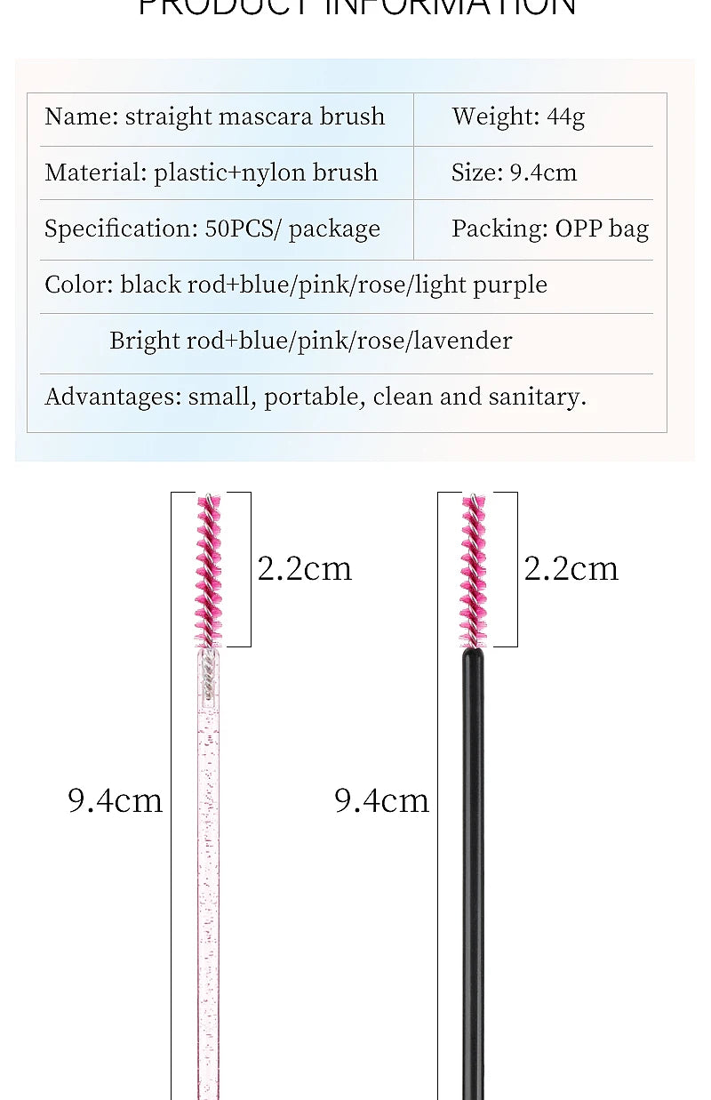 50 Pcs Disposable Eyelash Brushes with Diamond Handles - Smarsty