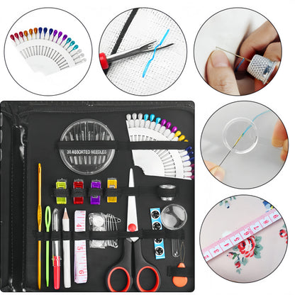 Sewing Kit Complete Set with Threads Needles Scissors Tape Measure Buttons and More for DIY Handcraft Projects Home and Travel - Smarsty