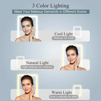 LED Portable Makeup Mirror with Touch Screen and Adjustable Light - Smarsty
