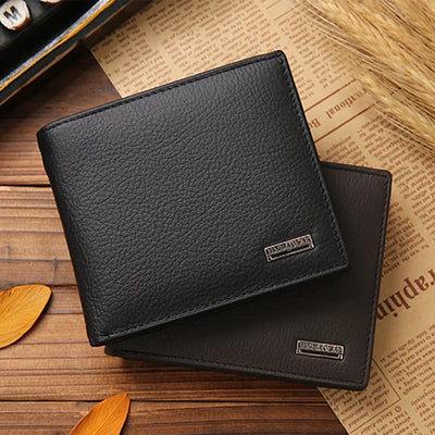 Classic Short Genuine Leather Men Wallets Fashion Coin Pocket Card Holder Men Purse Simple Quality Male Wallets - Smarsty