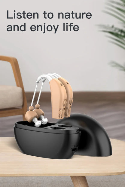 Rechargeable Portable Hearing Aid with Low Noise Amplification - Smarsty