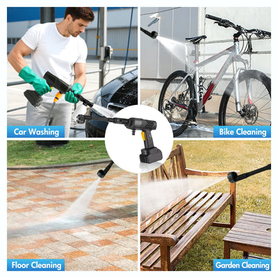 Cordless Pressure Washer Gun Electric 6 IN 1 Nozzle Portable 21V 500PSI 3200rpm High-Power With Battery 10M (32.8FT) Hose - Smarsty