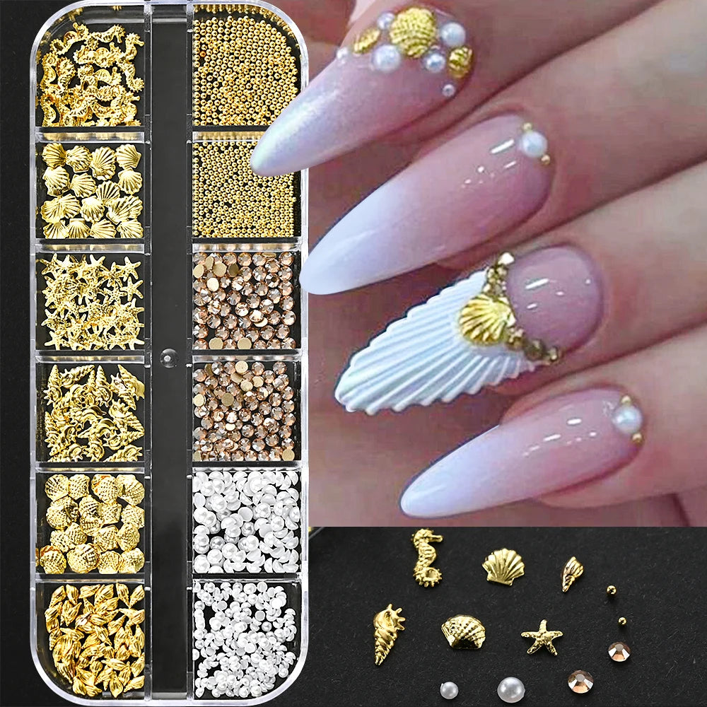 Ocean Gold Nail Art Charms for Stunning Manicure - Smarsty