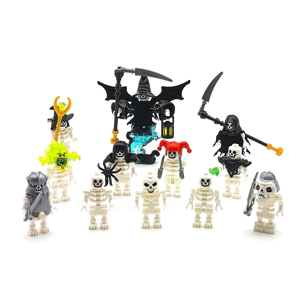 MOC Halloween Skeleton Army Mini Doll Building Blocks DIY Assembled Building Blocks Character Doll Skeleton Horse Ornaments Toy