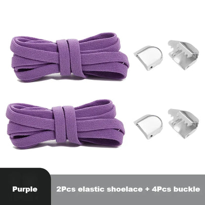 Flat Elastic Shoe Laces Sneakers No Tie Shoelaces for Shoes Tennis Quick Shoelace Clips Without Ties Shoe Accessories Kids Adult - Smarsty