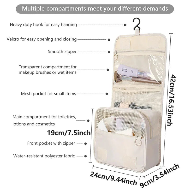 Waterproof Travel Makeup Bag With Hook For Women Toiletries - Smarsty