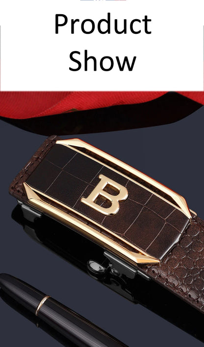 Crocodile Pattern Men’s Belt with Automatic Buckle - Smarsty