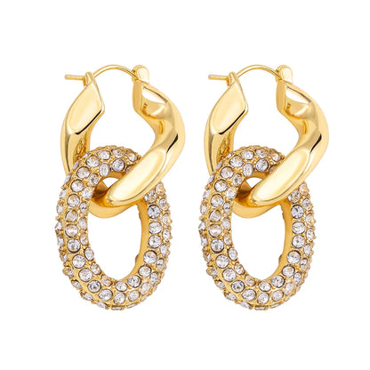 Gold Plated CZ Huggie Hoop Earrings Geometric U Shape - Smarsty