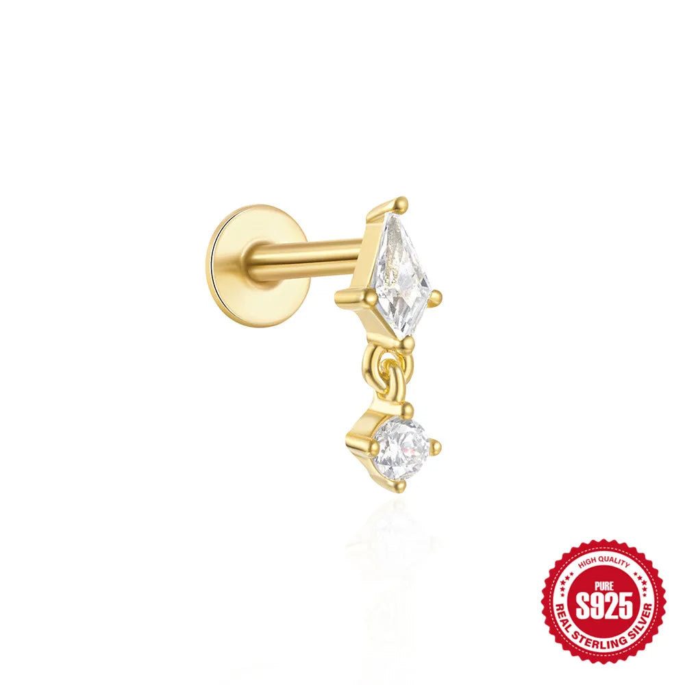 925 Sterling Silver Lotus Tassel Zircon Stud Earrings - Smarsty