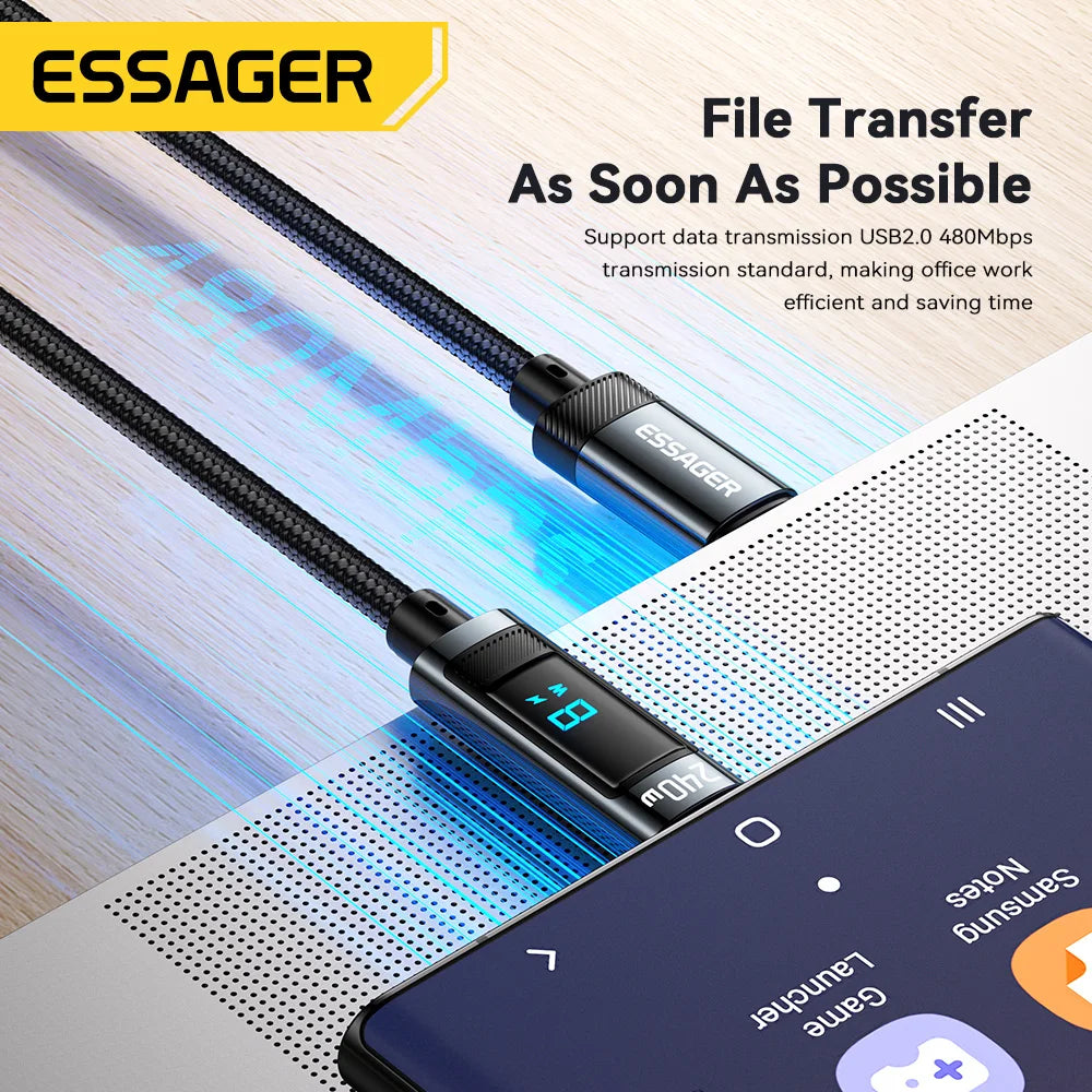 Essager 240W USB Type C To USB C Cable 100W PD 3.1 Fast Charging Charger Wire For Macbook Pro Xiaomi Samsung Laptop USBC Cord 2M - Smarsty