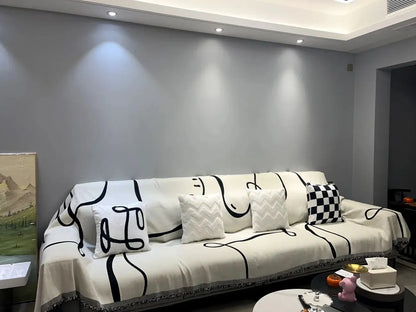 Black Chenille Sofa Cover for Dust Protection - Smarsty