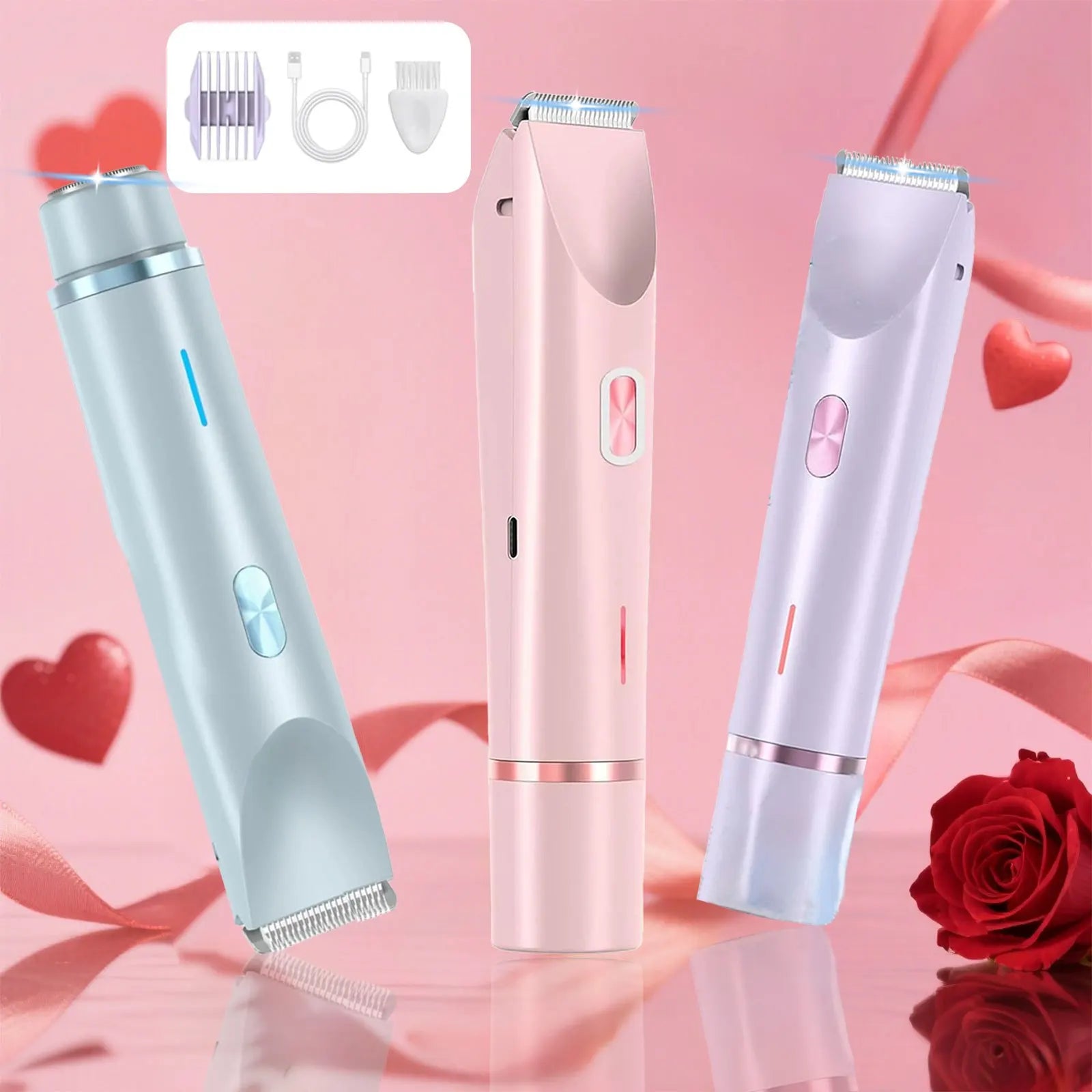2-in-1 dual-head electric epilator and shaver for underarms, legs and face hair removal, birthday/Christmas gift - Smarsty