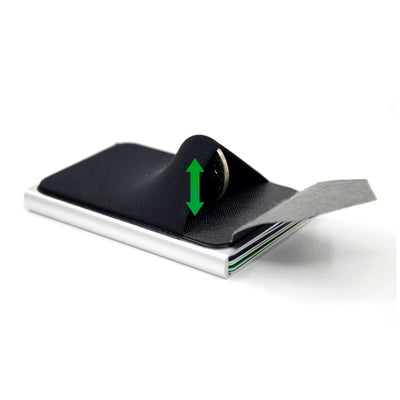 YUECIMIE Slim Aluminum Wallet With Elasticity Back Pouch ID Credit Card Holder Mini RFID Wallet Automatic Pop up Bank Card Case - Smarsty