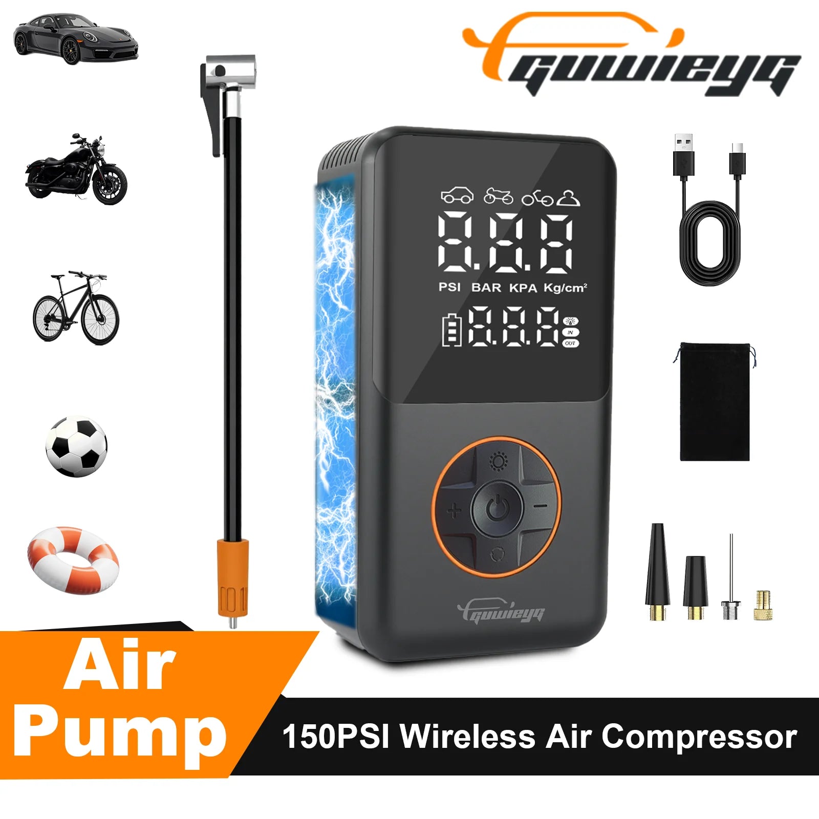 Portable Wireless Car Tire Inflator Digital Pressure Gauge - Smarsty