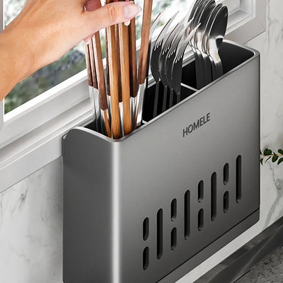 1pc Flatware Organizer, Multifunctional Cutlery Storage Rack With Detachable Water Drain Base, Chopsticks Holder, Utensil Holder by Smarsty