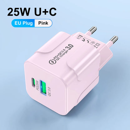 Compact Dual Port USB C Fast Charger 25W Travel Adapter - Smarsty