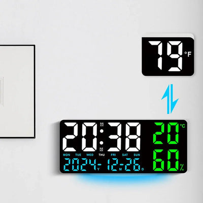 Digital Wall Clock with Remote Control and Humidity Display - Smarsty