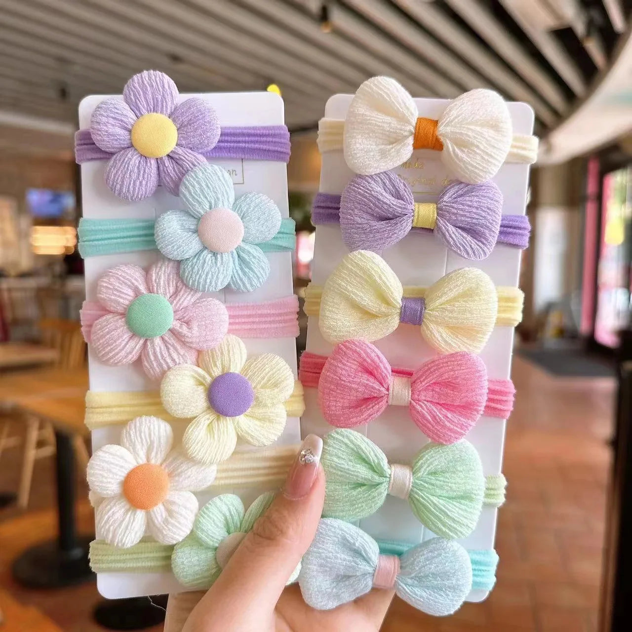 12 Pack Floral Bow Hair Ties Soft No Damage Elastic - Smarsty