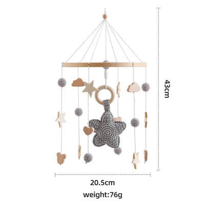 Baby Crib Mobile Bed Bell Rattle Toys Wooden Crochet Stars Pendant Bed Bell Toys Newborn Comfort Crib Bracket Hanging Toys Gifts by Smarsty