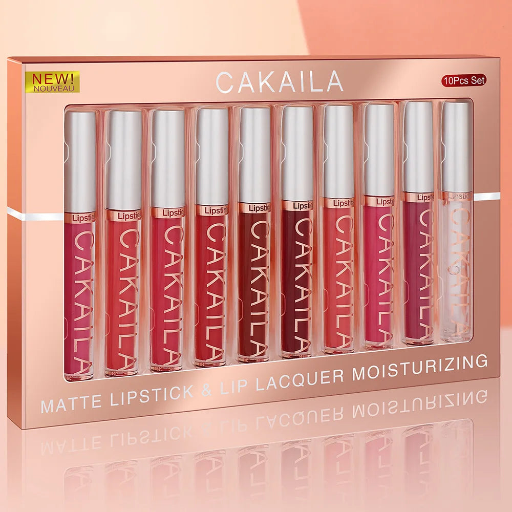 CAKAILA 10 Piece Nude Lip Gloss Set Long Lasting Velvet Finish - Smarsty
