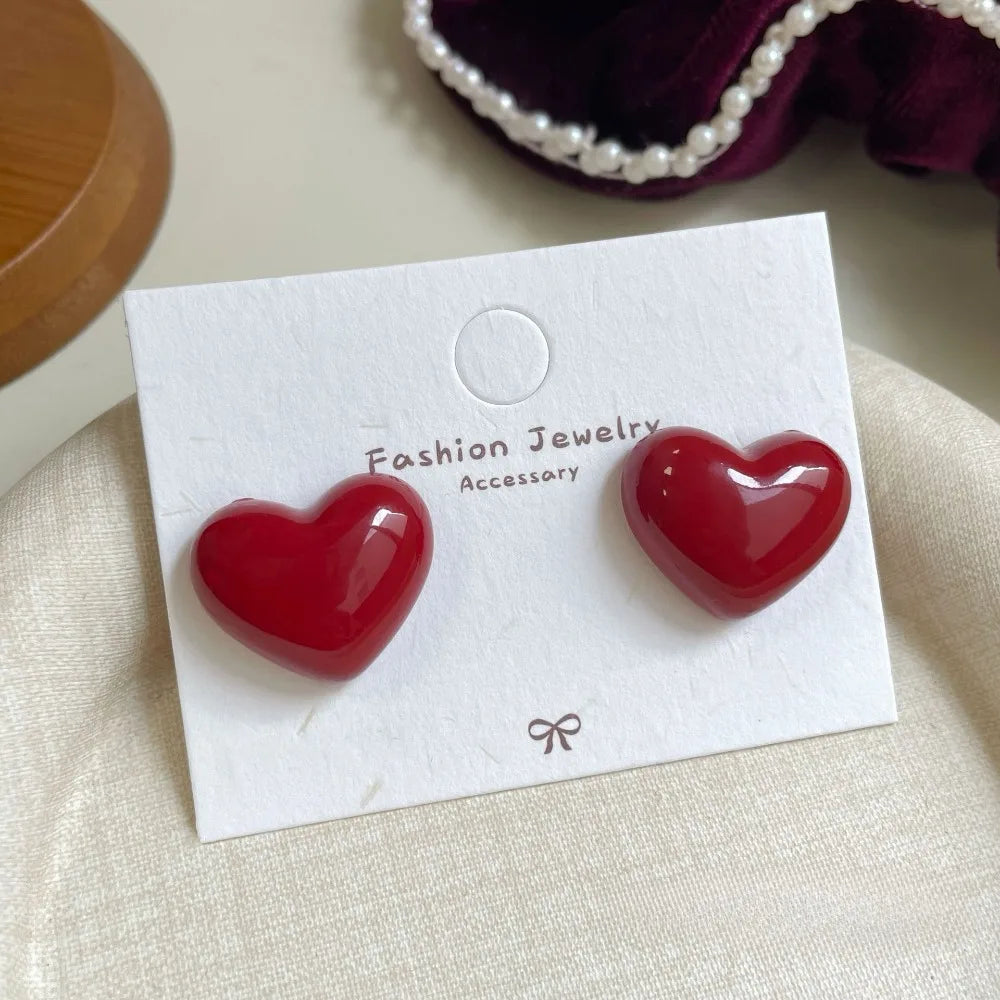 Retro Red Bowknot Stud Earrings Elegant Chic Lightweight - Smarsty