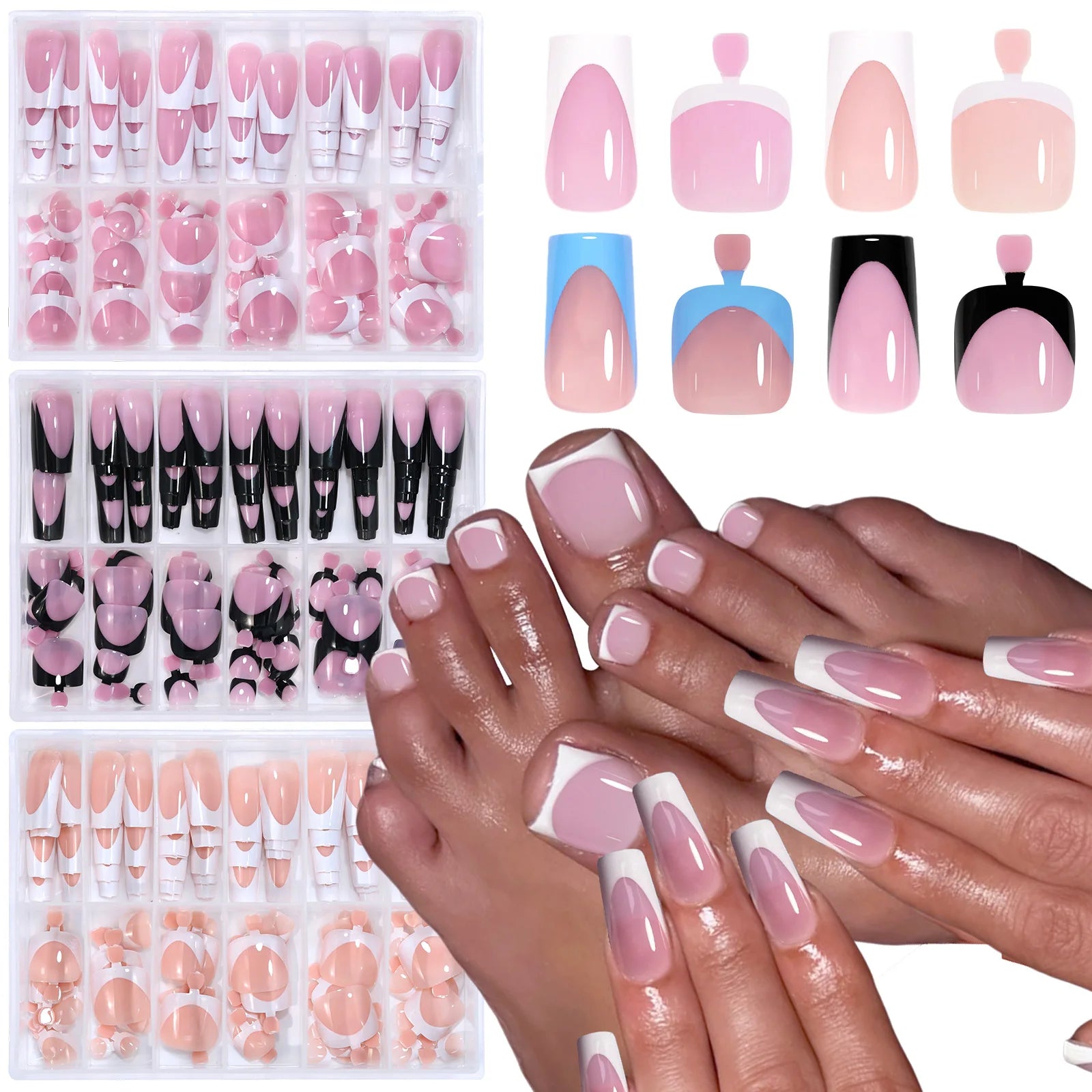 144 Piece Summer Shiny Acrylic Toenail Set - Smarsty