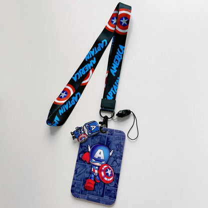 Disney Superhero ID Card Holder Neck Strap Pendant Cool Boys Door Badge Holder Lanyards Keychain Men Work Credential Case Gift - Smarsty
