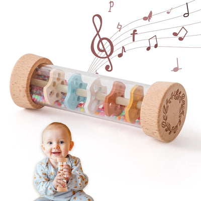 Montessori Baby Rain Stick Rainbow Hourglass Rain Music Rattle Baby Educational Toy Colorful Montessori Sensory Toys for Kids - Smarsty
