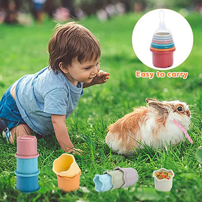 Stacking Cups Toy For Rabbits Multi-Colored Reusable Small Animals Puzzle Toys For Hiding Food Playing Bunny Accessories Pet - Smarsty