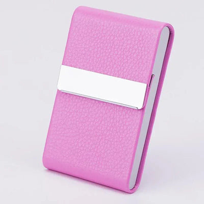 Men Postcard Box Business Multifunction Card Holder Case PU Leather Metal Pocket Holder with Magnetic Shut Cigarette Wallet Case - Smarsty