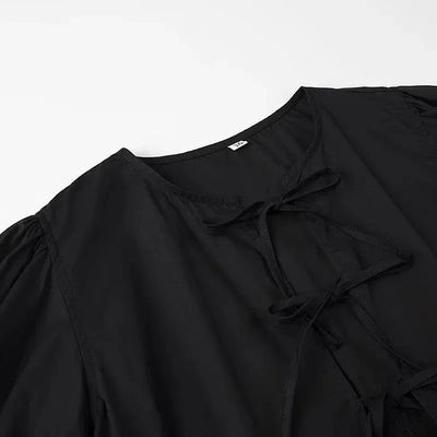 MUJER Ruffle Blouses Woman Puff Sleeve Shirts and Blouses for Women White Black Ruched Crop Top Female Ruched Women's Blouse - Smarsty