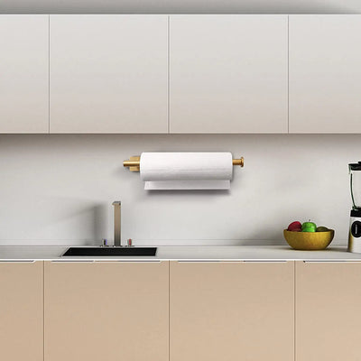 Paper Towel Holder Punch-Free Roll Paper Holder Kitchen Tissue Shelf Under Cabinet Fresh Film Tin Foil Holder Accessory by Smarsty