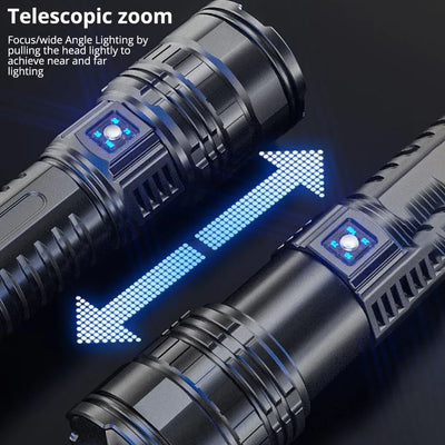 Ultra Bright LED Flashlight Powerful Tactical Torch 15000mah Built-in Battery Emergency Camping Spotlights With Tail Light by Smarsty