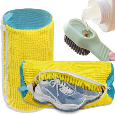 1/2/4PCS Shoe Washing Machine Bag with Liquid Shoe Brush Set Durable Laundry Shoe Bag and Soft Bristle Clean Brush for All Shoes - Smarsty