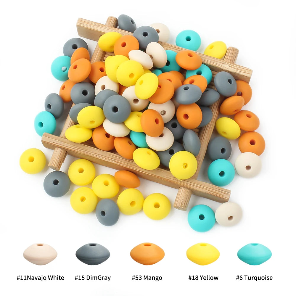 Silicone Beads 12mm Lentil Focal Beads Non Toxic Diy Set - Smarsty
