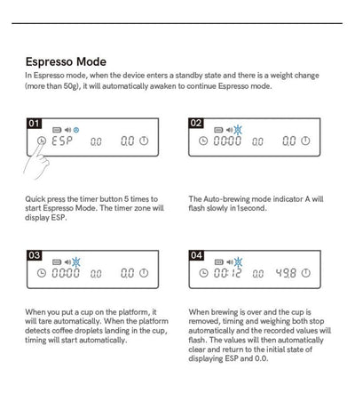 TIMEMORE Store Black Mirror Mini New Espresso Coffee Food Kitchen Scale With Time USB Light Weight Digital Scale by Smarsty