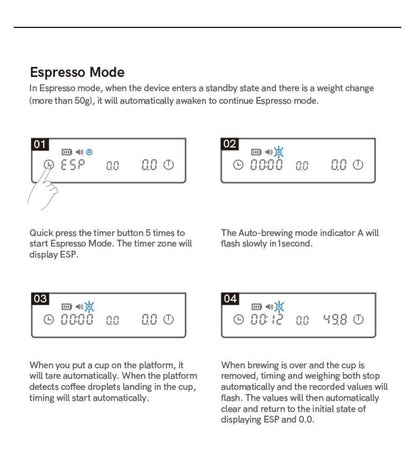TIMEMORE Store Black Mirror Mini New Espresso Coffee Food Kitchen Scale With Time USB Light Weight Digital Scale