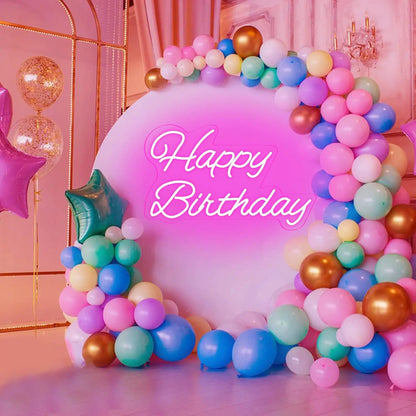 “Happy Birthday” LED neon sign For birthday party backdrop decorations, wall decorations and birthday gifts Dimmable 16”