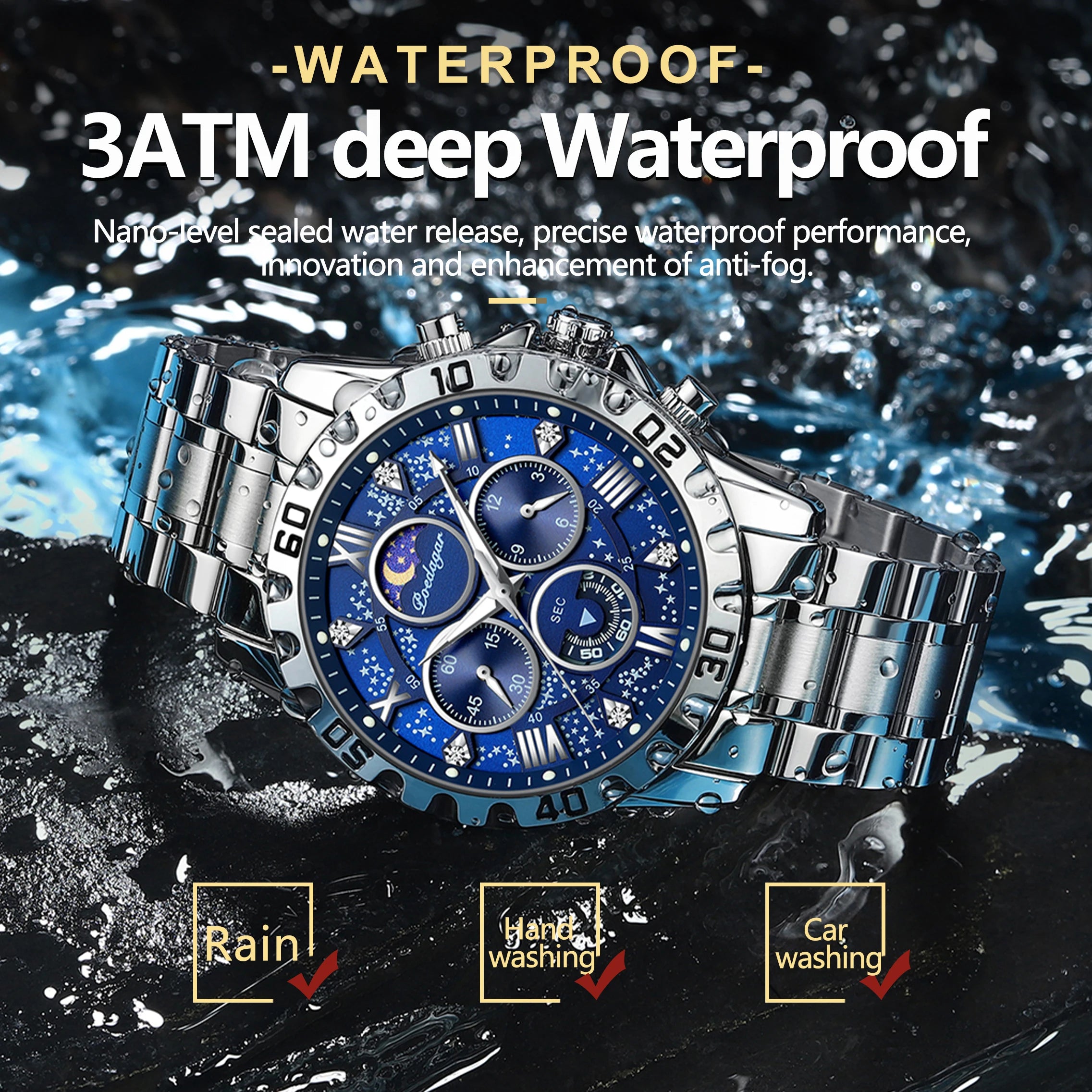 POEDAGAR Luxury Waterproof Quartz Sports Watch for Men - Smarsty