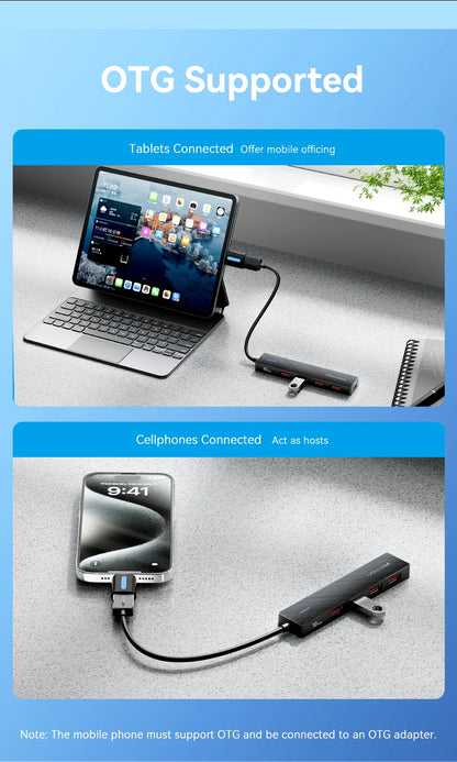 4 Port USB Hub USB 3 Gen 2 10Gbps LaptopCompatibleDevice