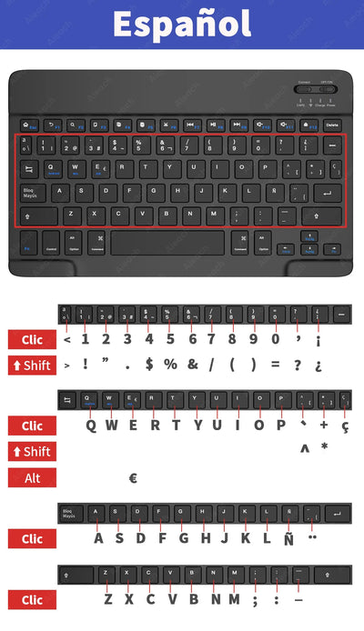 Wireless Tablet Keyboard with Rainbow Backlit for iPad - Smarsty