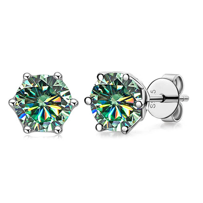 Moissanite Stud Earrings Sterling Silver VVS D Sparkle - Smarsty