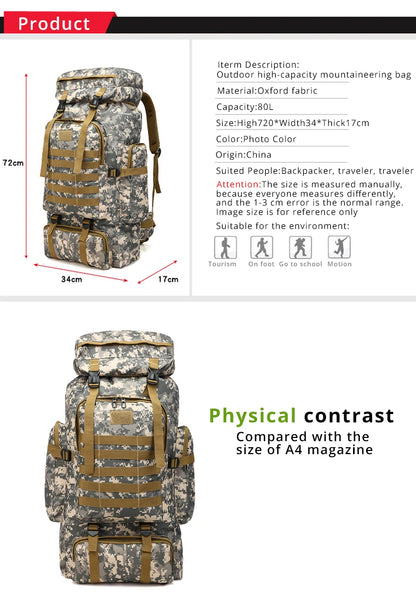 Rilibegan Men Travel Backpack Tactical Climbing Outdoor Hiking Camouflage Multifunctional Bag Men Backpack - Smarsty