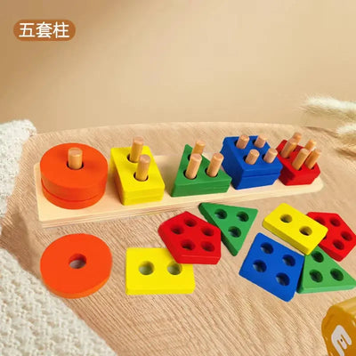 Montessori Wooden Sorting Stacking Toys Puzzle for Toddlers and Kids Preschool Fine Motor Skill Toy for 1 Years - Smarsty