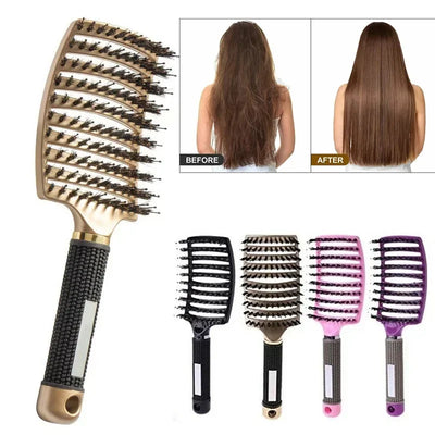 Boar Bristle Hair Brush for Scalp Massage and Detangling - Smarsty