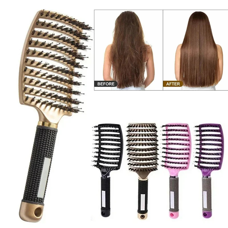 Boar Bristle Hair Brush for Scalp Massage and Detangling - Smarsty